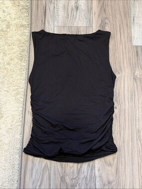 Black Sleeveless Ruched Side Tank Top for Women